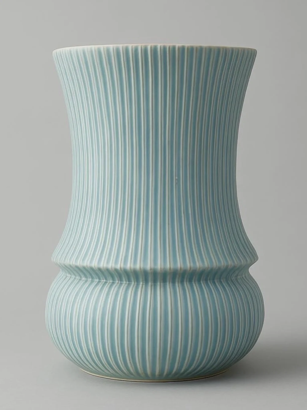 Blue Ribbed Ceramic Vase - Home Accents